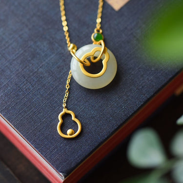 THAI SILVER Hetian Jade Wu Lou 'ATTRACT MONEY ENERGY' Necklace
